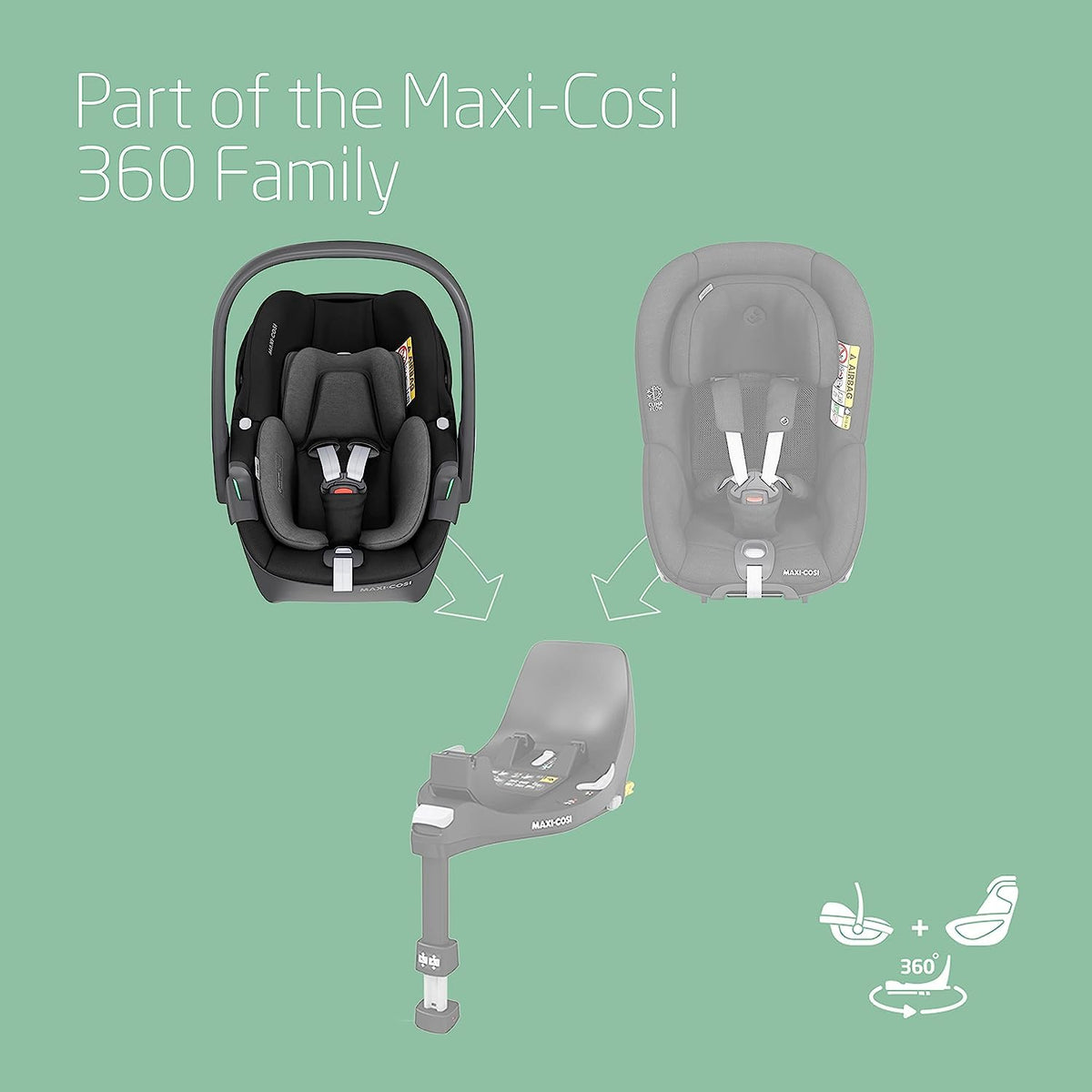 Maxi-Cosi Pebble 360 i-Size Newborn Car Seat | Essential Black