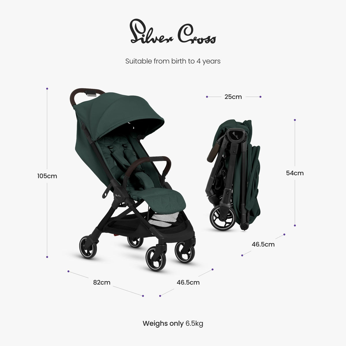 Silver Cross Clic 2 Compact Stroller & Travel Bag | Conifer