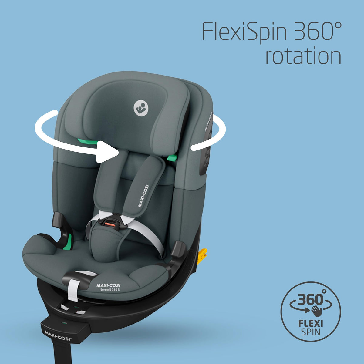 Maxi-Cosi Emerald S i-Size 360° Car Seat, 0–12 Yrs – Tonal Graphite
