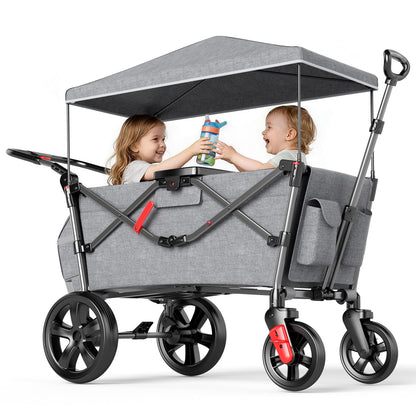EVER ADVANCED 2-Seat Kids Stroller Wagon with Canopy – Grey