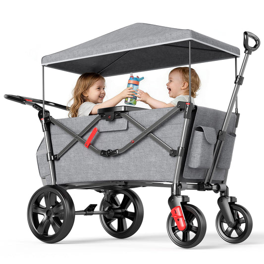 EVER ADVANCED 2-Seat Kids Stroller Wagon with Canopy – Grey