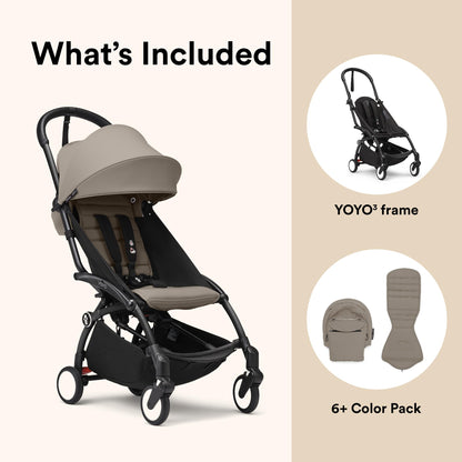 Stokke YOYO3 Stroller 6M+ | Black Frame & Taupe | Carry-On