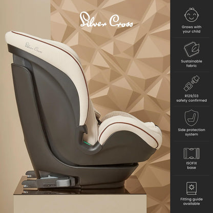 Silver Cross Balance i-Size Car Seat | 15M–12Yrs | Almond