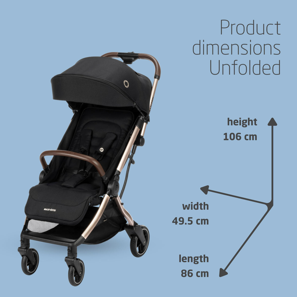 Maxi-Cosi Eva3 Lightweight Pushchair, 0–4 Yrs – Essential Black