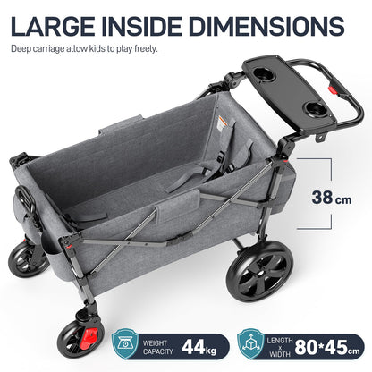 EVER ADVANCED 2-Seat Kids Stroller Wagon with Canopy – Grey