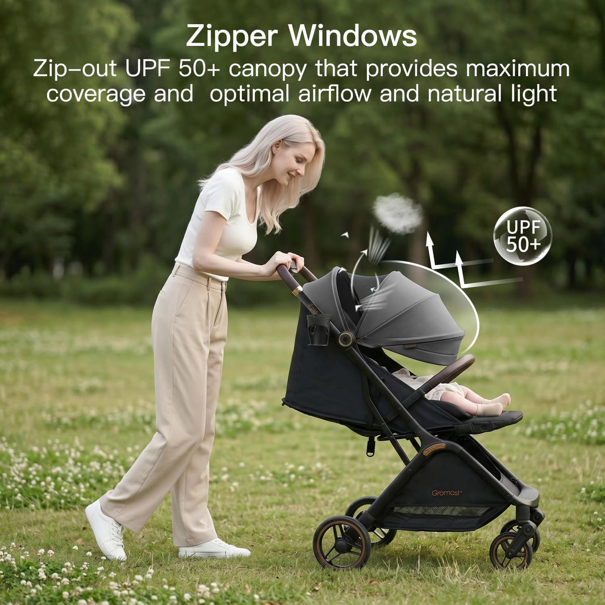 Gromast Auto-Fold Compact Baby Travel Stroller – Dark Gray