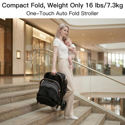 Gromast Auto-Fold Compact Baby Travel Stroller – Dark Gray