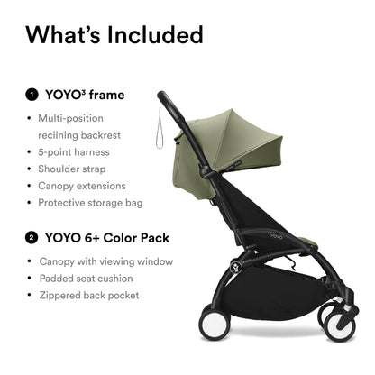 Stokke YOYO3 Stroller 6M+ | Olive & Black | Carry-On Ready