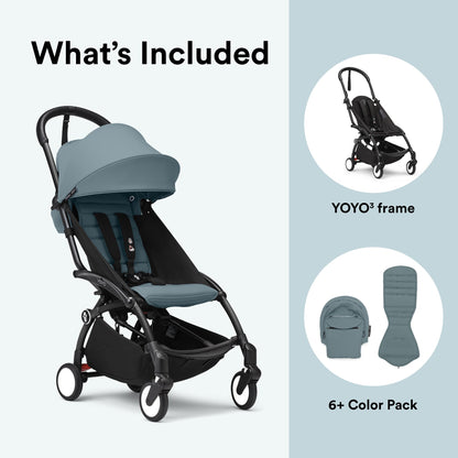 Stokke YOYO3 Stroller 6M+ | Black Frame & Aqua | Carry-On