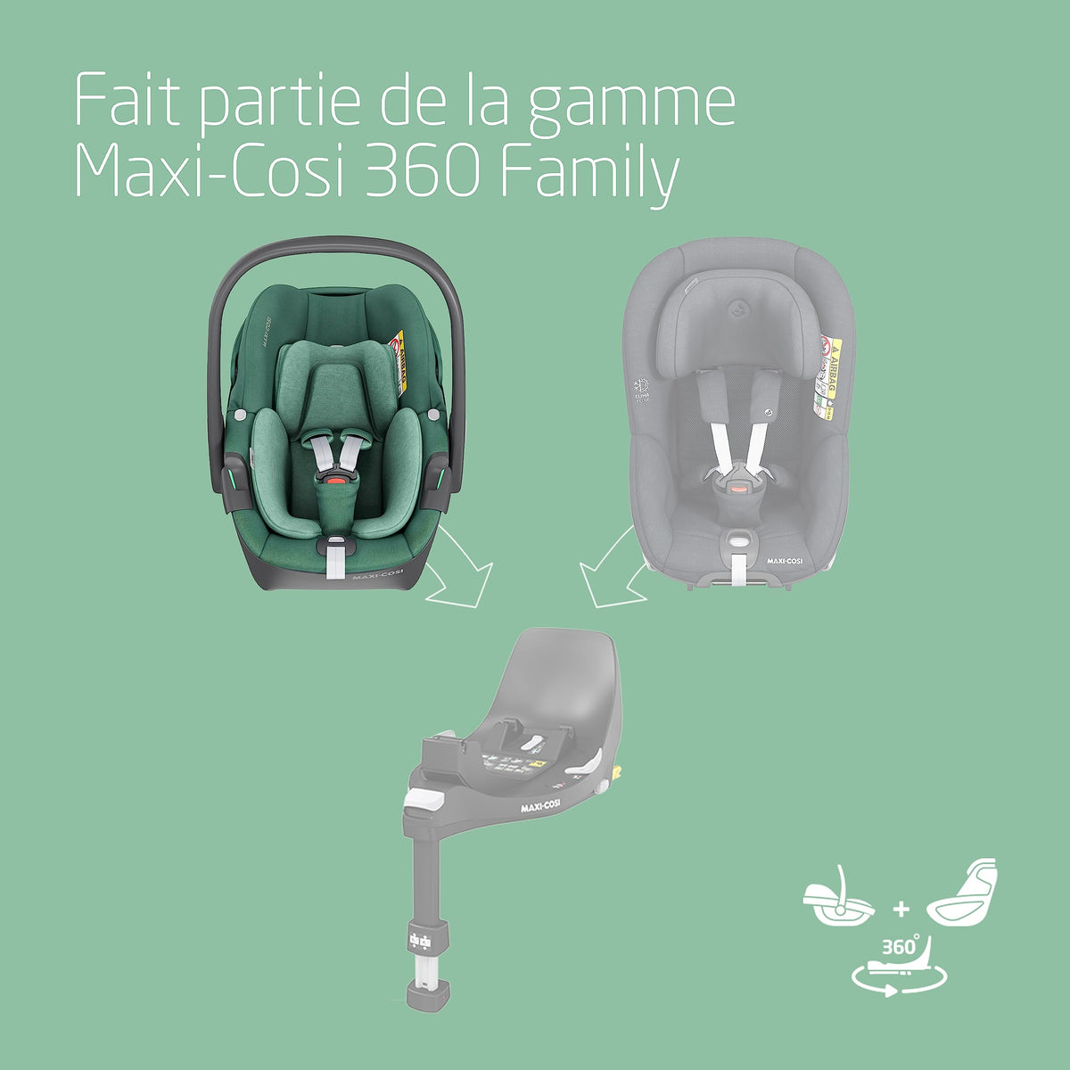 Maxi-Cosi Pebble 360 i-Size Baby Car Seat | Essential Green