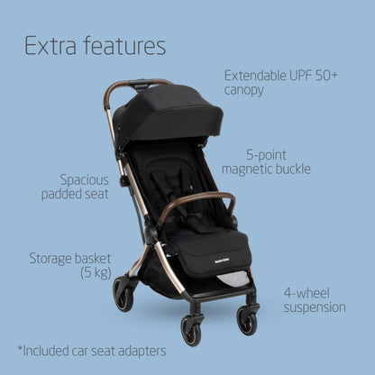 Maxi-Cosi Eva3 Lightweight Pushchair, 0–4 Yrs – Essential Black