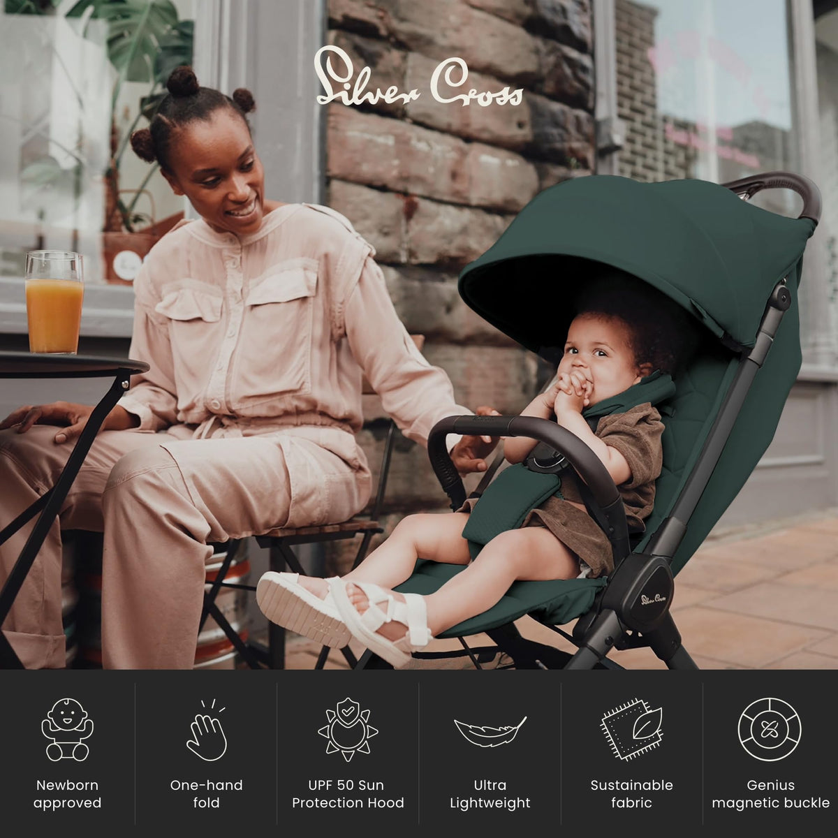 Silver Cross Clic 2 Compact Stroller & Travel Bag | Conifer