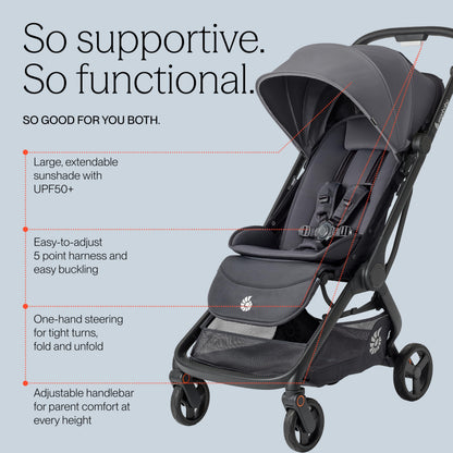 Ergobaby Metro3 Compact Travel Stroller – Graphite Grey